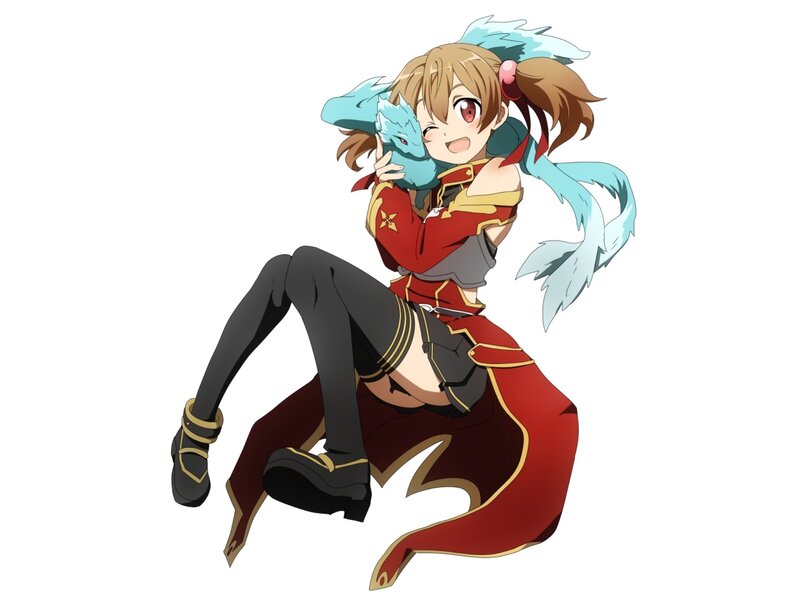 Anime Girl Holding Dragon — Red