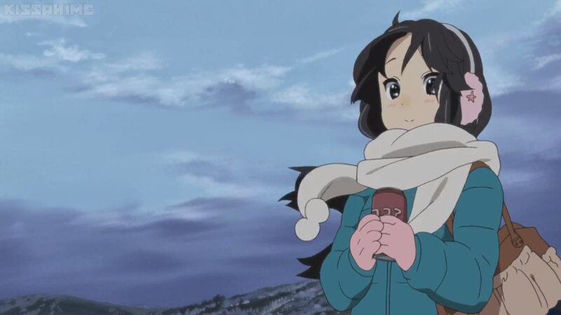 Anime Girl Holding Drink — Blue