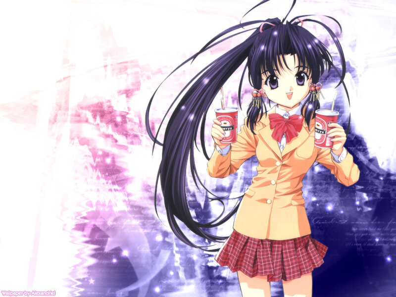 Anime Girl Holding Drinks — Purple