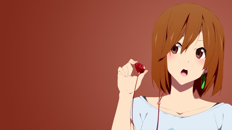 Anime Girl Holding Earbud — Brown