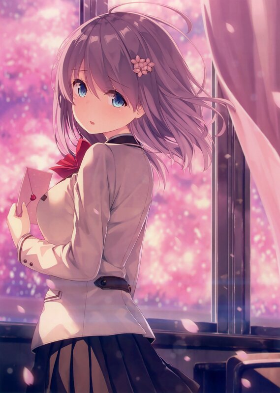 Anime Girl Holding Envelope — Pink