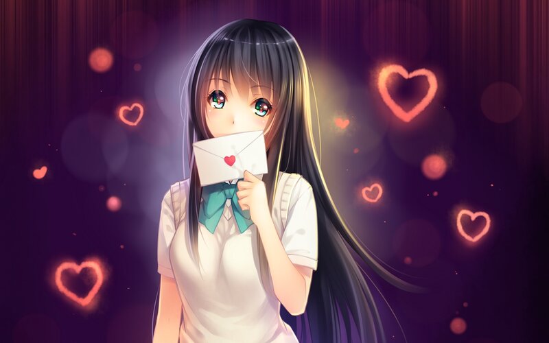 Anime Girl Holding Envelope