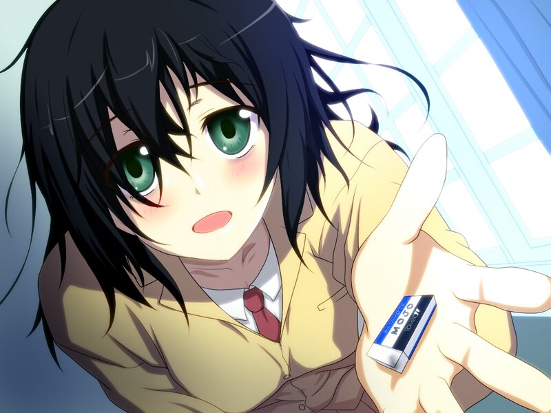 Anime Girl Holding Eraser — Black