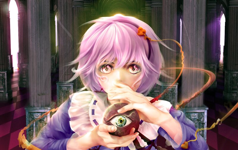 Anime Girl Holding Eye — Purple