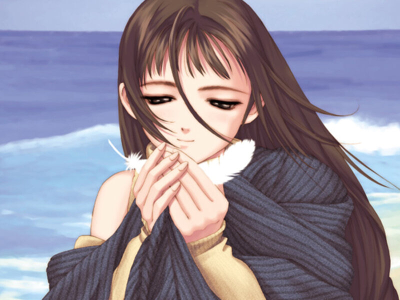Anime Girl Holding Feather