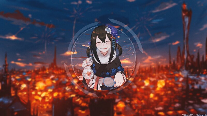 Anime Girl Holding Fish — Blue, Dramatic