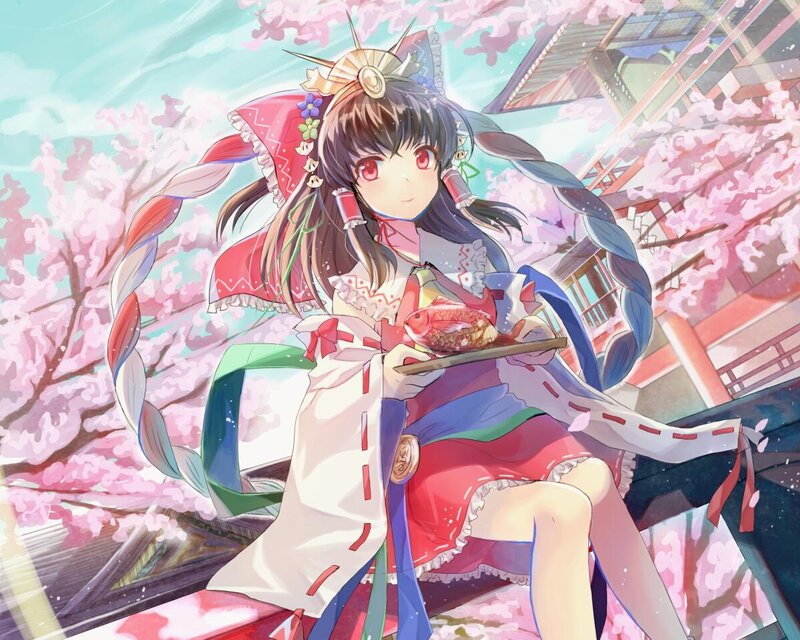 Anime Girl Holding Fish — Pink, Serene