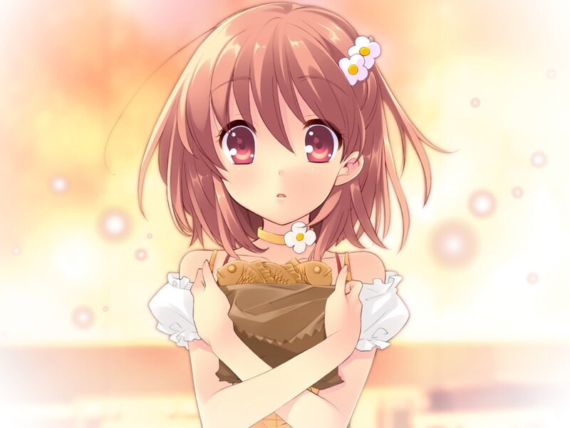 Anime Girl Holding Fish — Pink