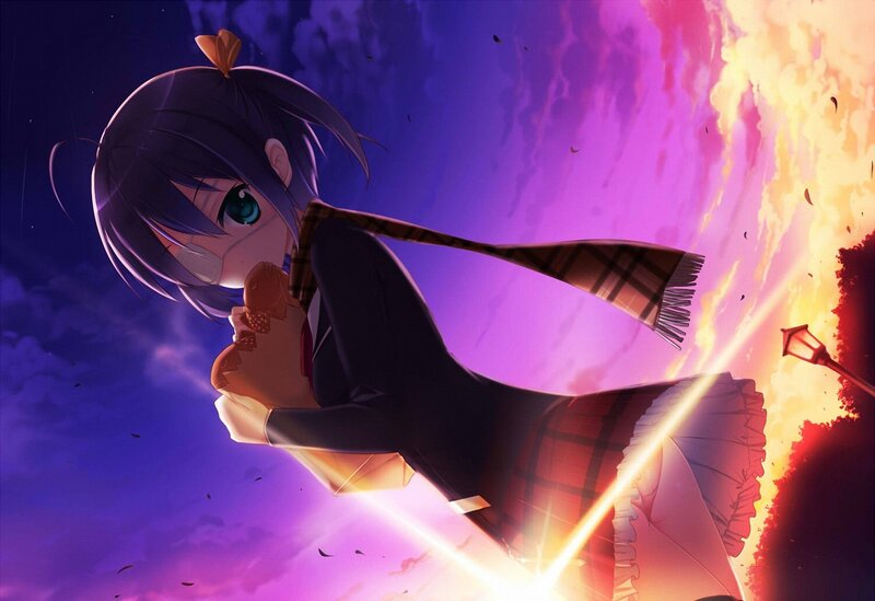 Anime Girl Holding Fish — Purple, Dramatic