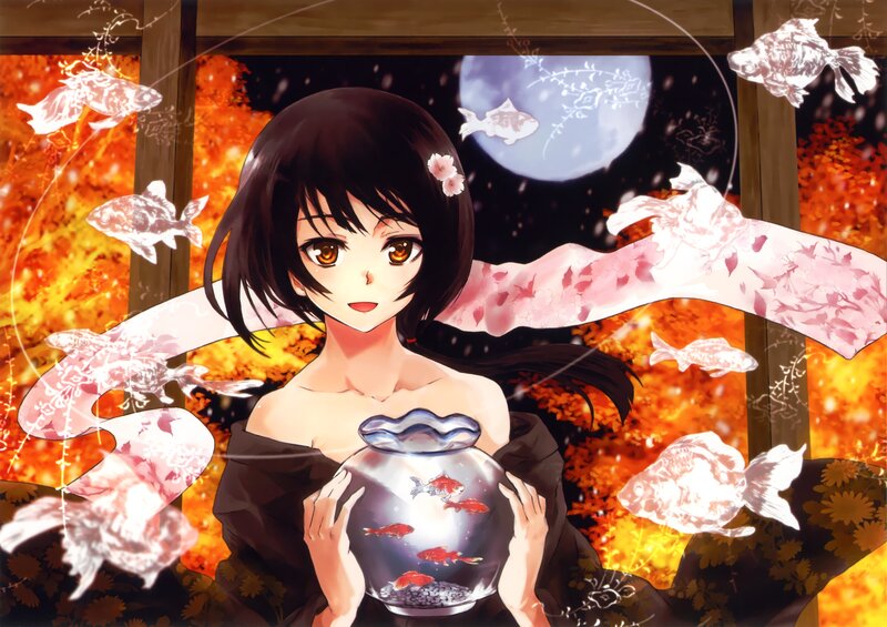 Anime Girl Holding Fishbowl