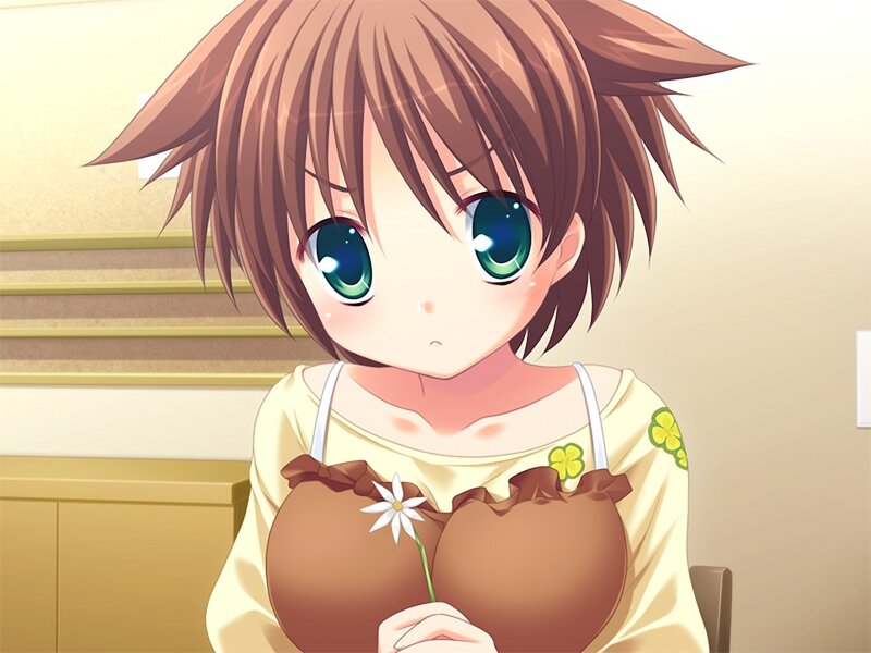 Anime Girl Holding Flower — Brown