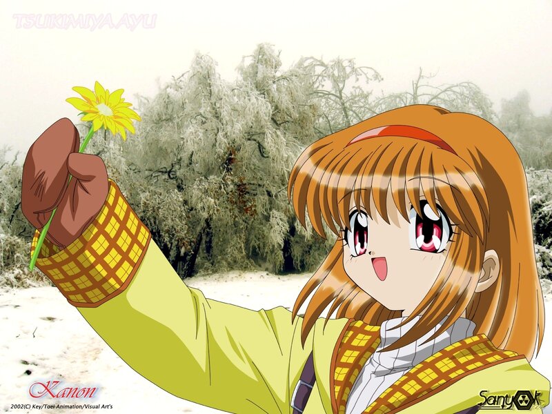 anime girl holding flower