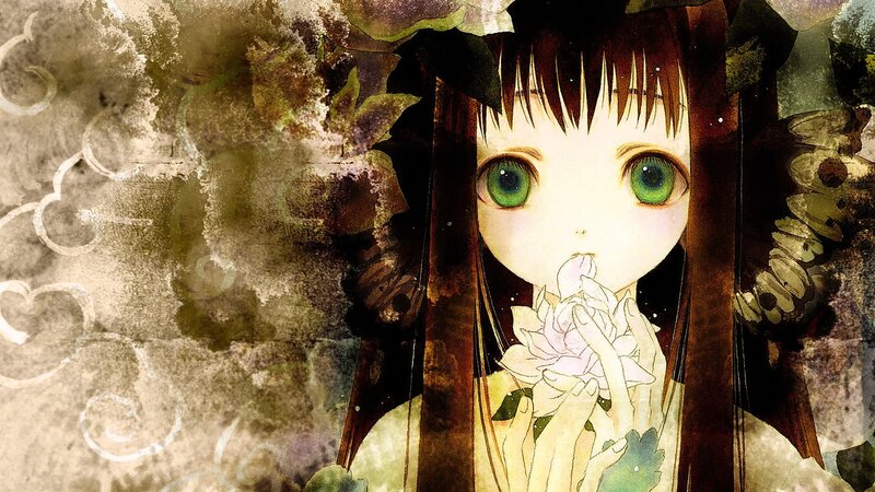 Anime Girl Holding Flower — White, Serene, Digital Art
