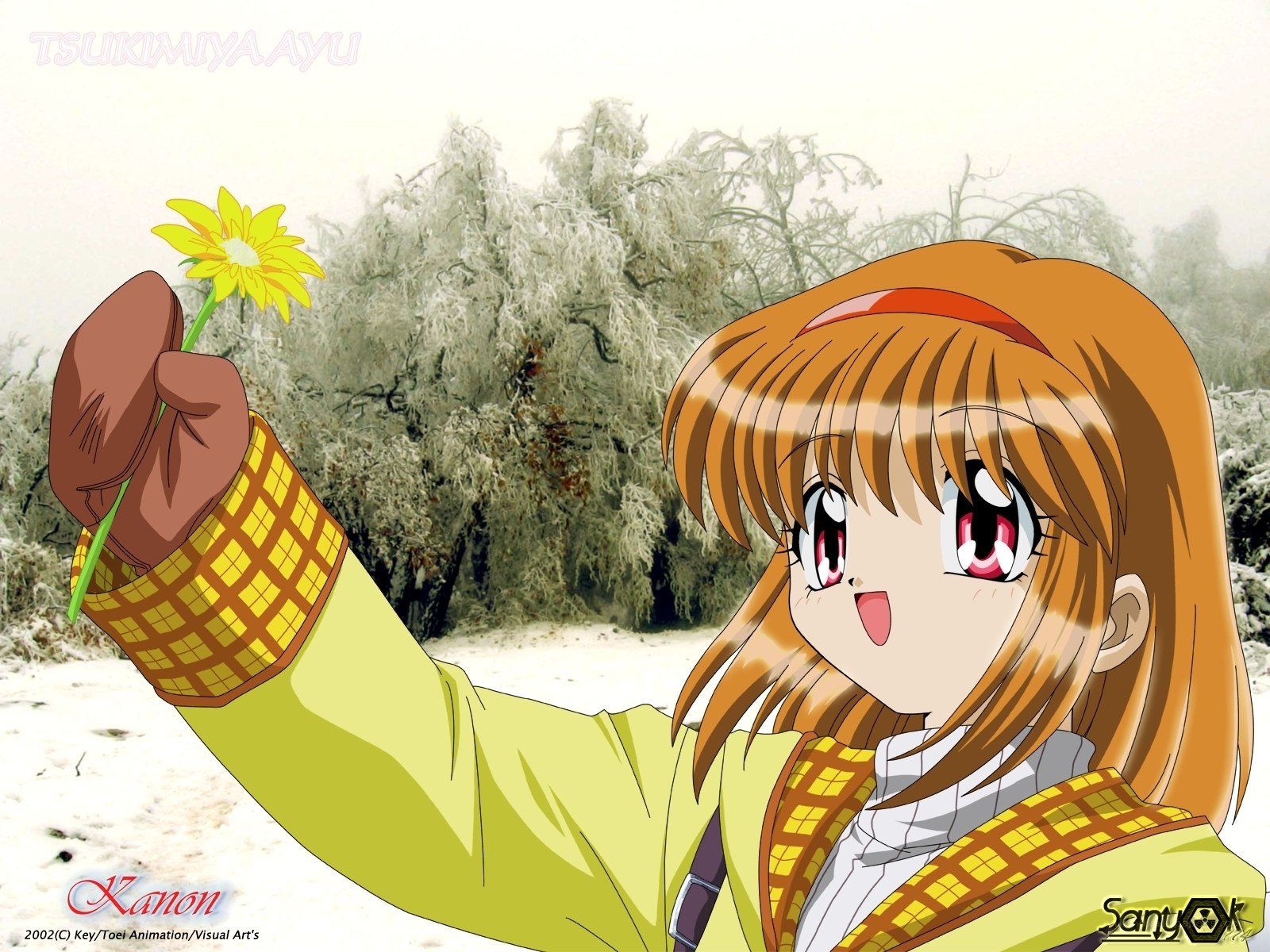 anime girl holding flower