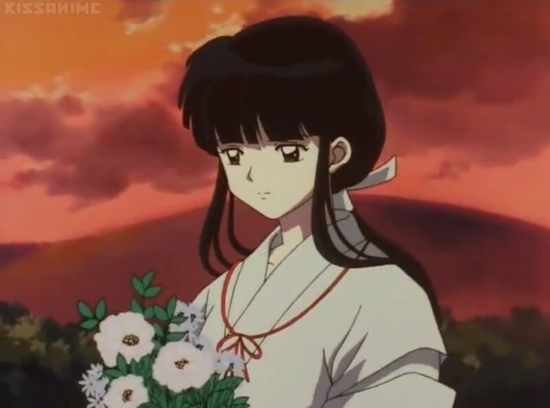Anime Girl Holding Flowers — Orange