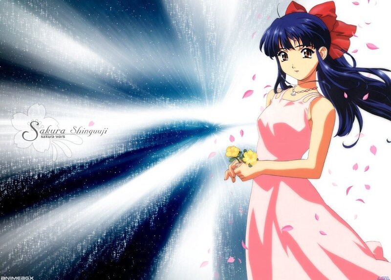 Anime Girl Holding Flowers — Pink, Dramatic