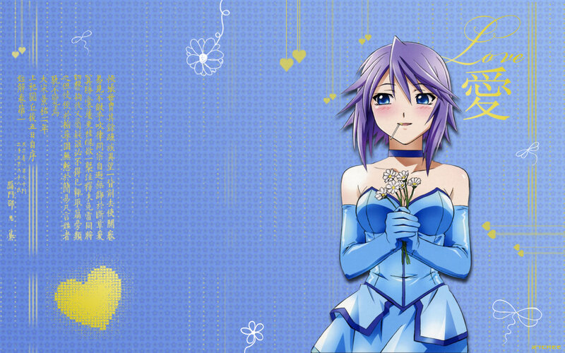 anime girl holding flowers