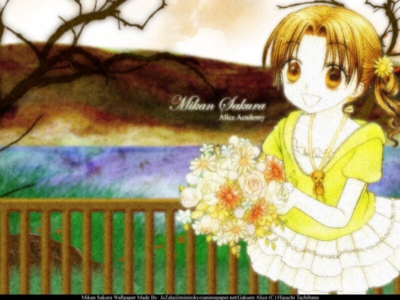 Anime Girl Holding Flowers — Yellow