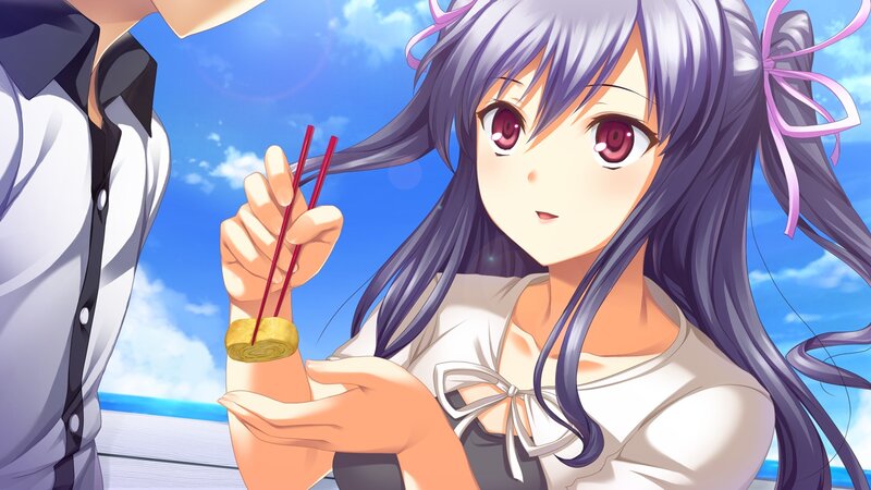Anime Girl Holding Food — Blue
