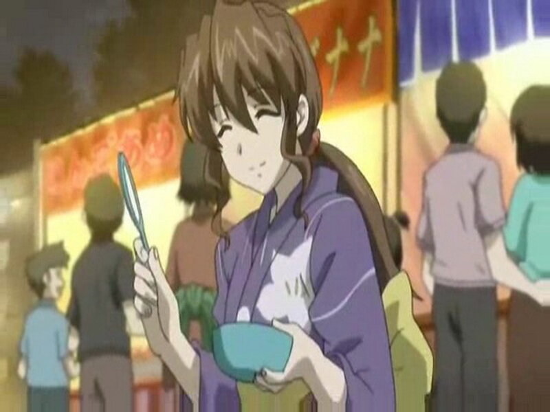 Anime Girl Holding Food — Purple