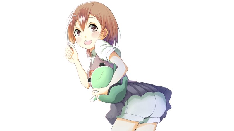 Anime Girl Holding Frog — White