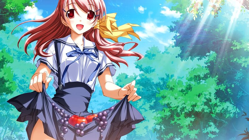 Anime Girl Holding Fruit — Green, Bright, Cheerful