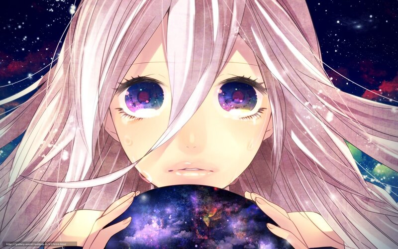 Anime Girl Holding Galaxy — Purple