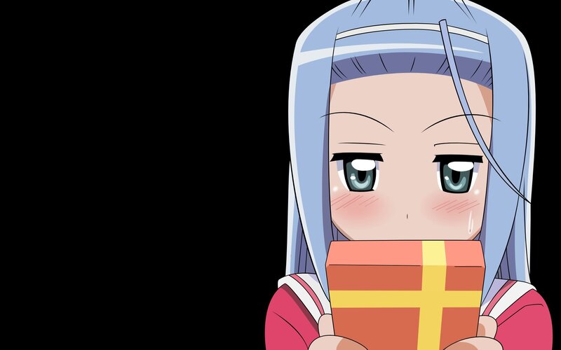 anime girl holding gift
