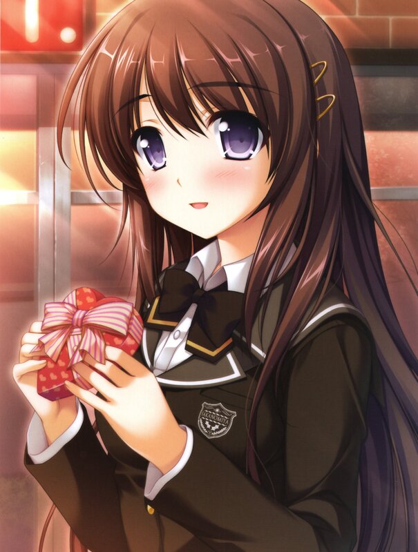 anime girl holding gift