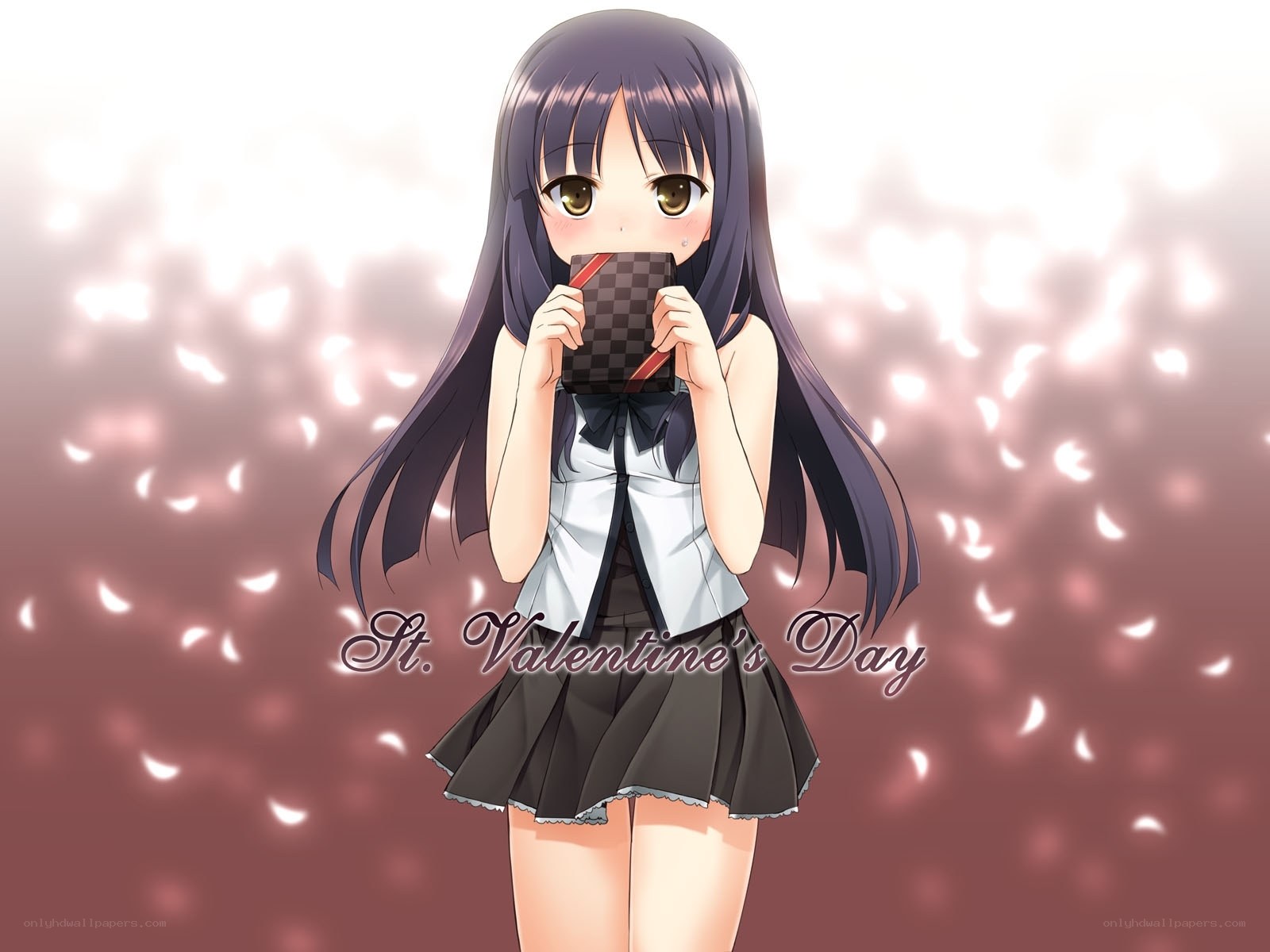 anime girl holding gift