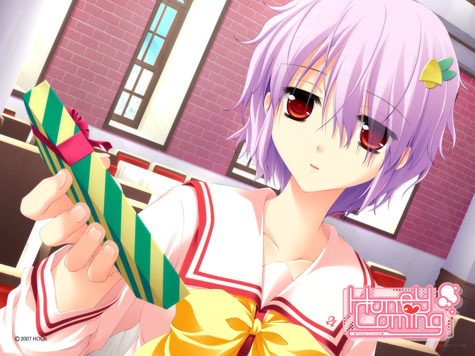 anime girl holding gift