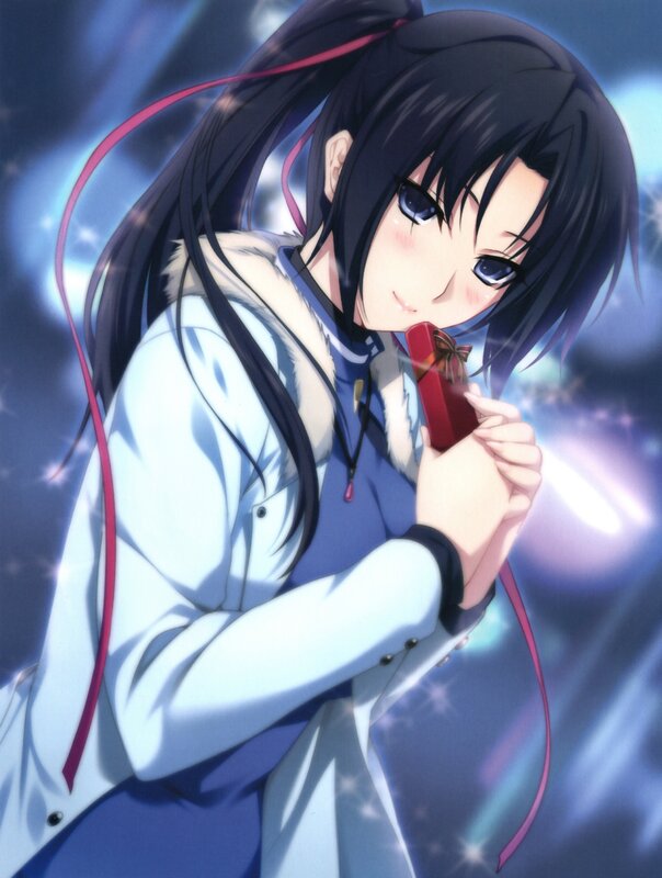 anime girl holding gift box