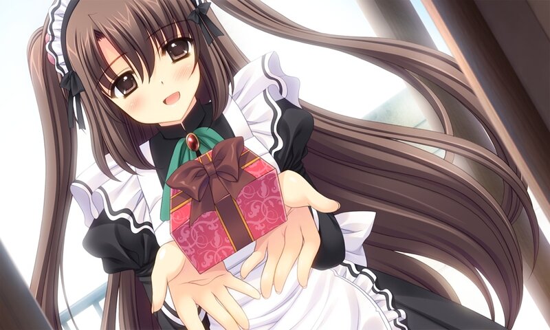 Anime Girl Holding Gift — Brown