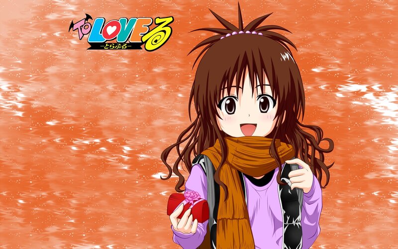 Anime Girl Holding Gift — Orange