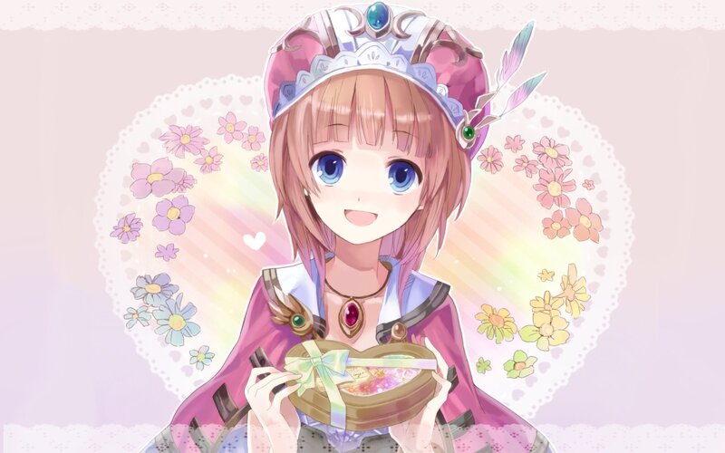 Anime Girl Holding Gift — Pink, Cheerful