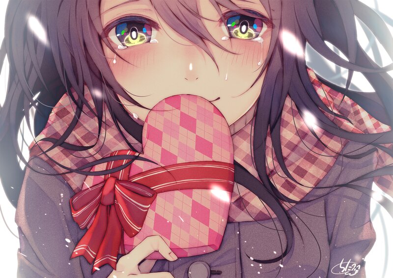 Anime Girl Holding Gift — Pink, Dramatic