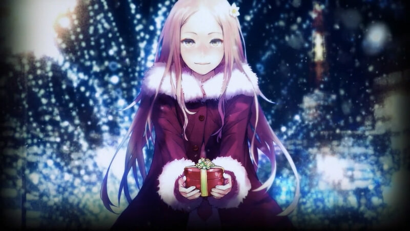 Anime Girl Holding Gift — Purple