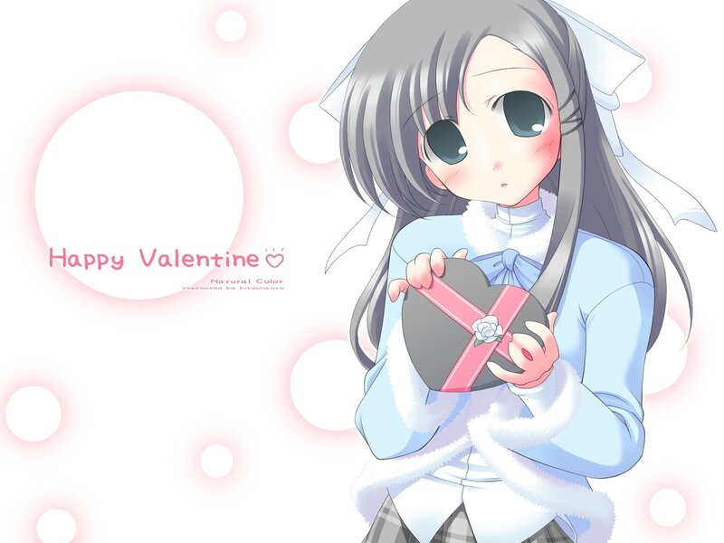 Anime Girl Holding Gift — White, Sweet, Heart-shaped Box
