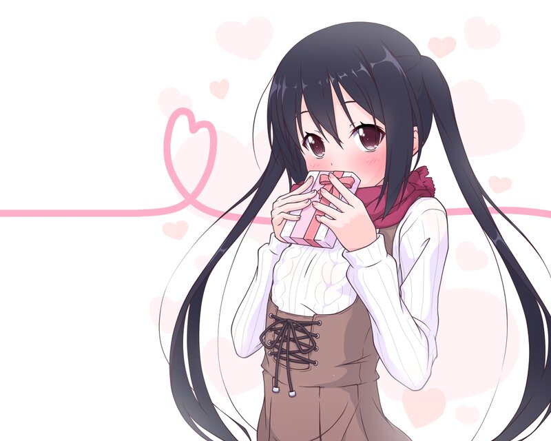 Anime Girl Holding Gift — White, Sweet