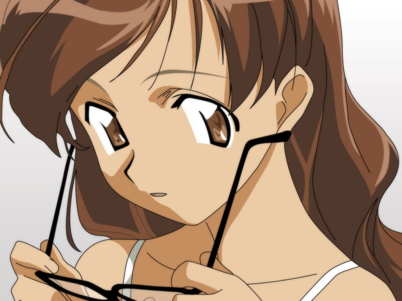 anime girl holding glasses
