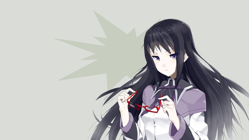 Anime Girl Holding Glasses — Black