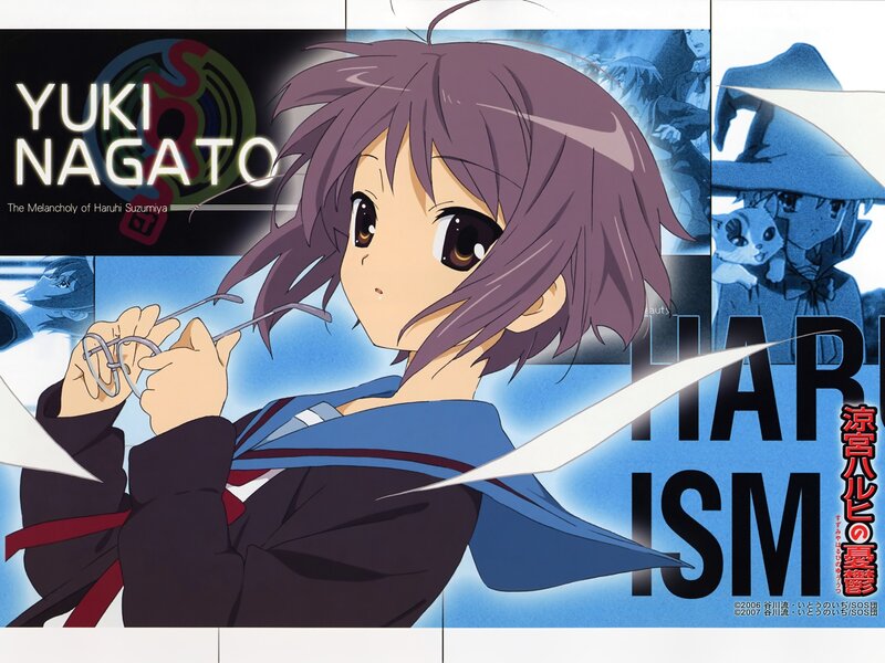 Anime Girl Holding Glasses — Blue, Calm