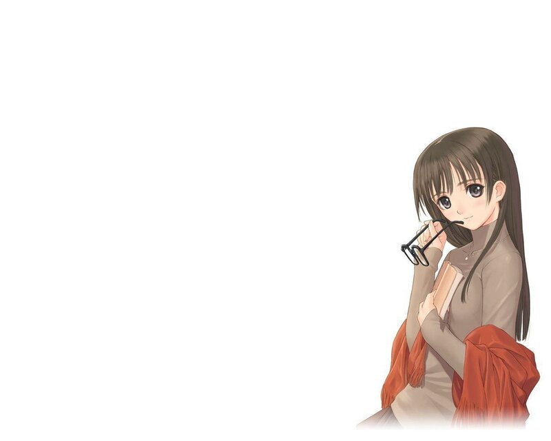 Anime Girl Holding Glasses — Brown, Calm