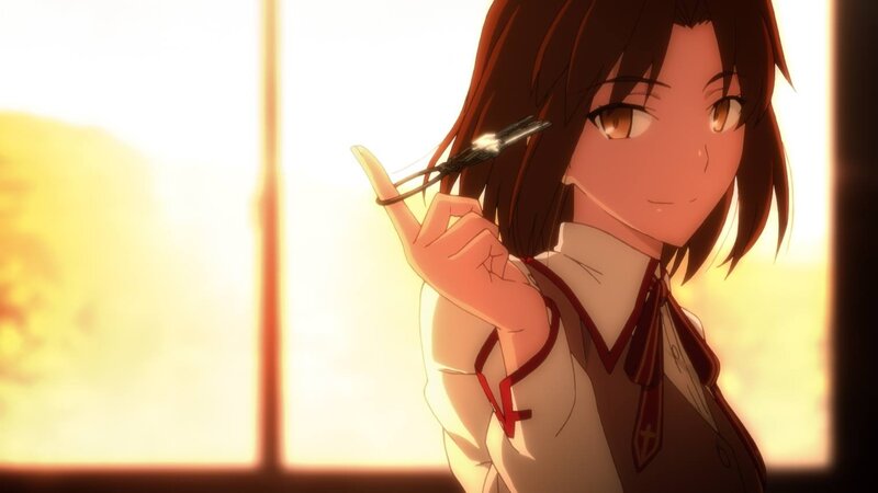 Anime Girl Holding Glasses — Brown