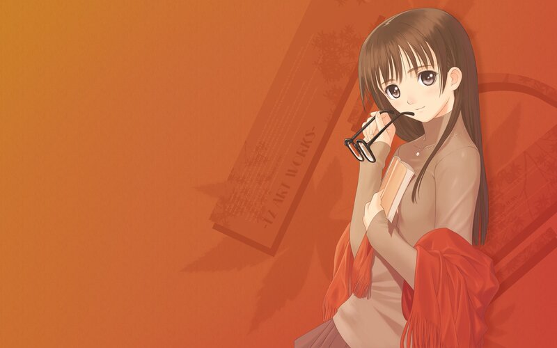 Anime Girl Holding Glasses — Orange