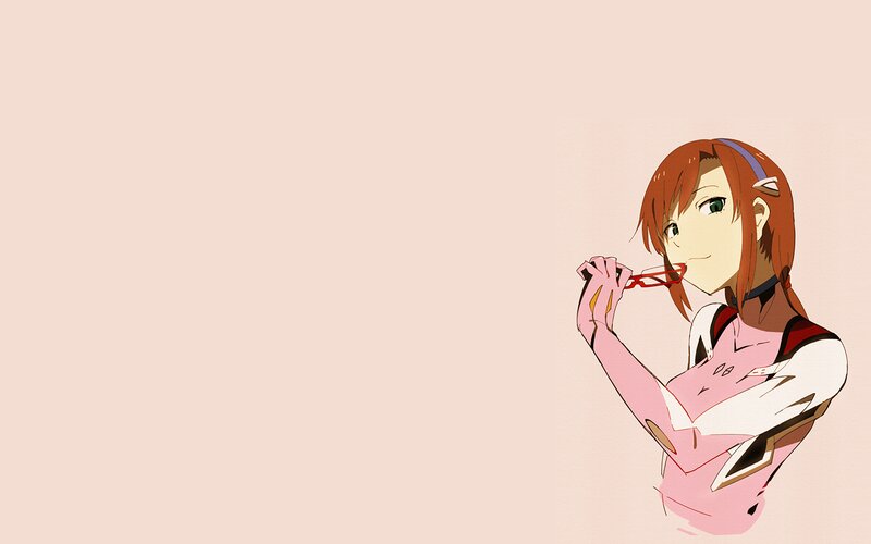 Anime Girl Holding Glasses — Pink, Calm