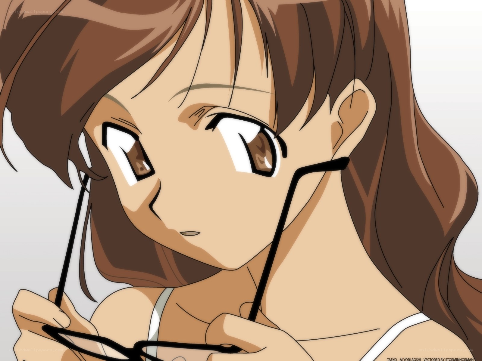 anime girl holding glasses