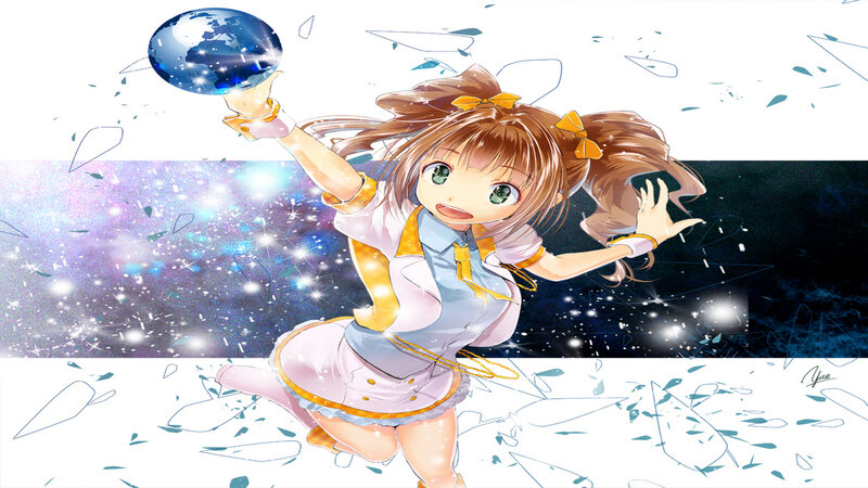 Anime Girl Holding Globe — Brown