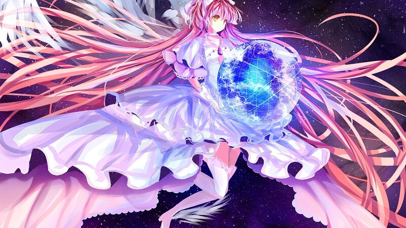 Anime Girl Holding Globe — Purple