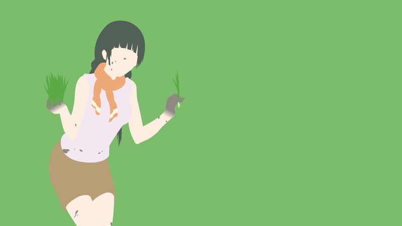 Anime Girl Holding Grass